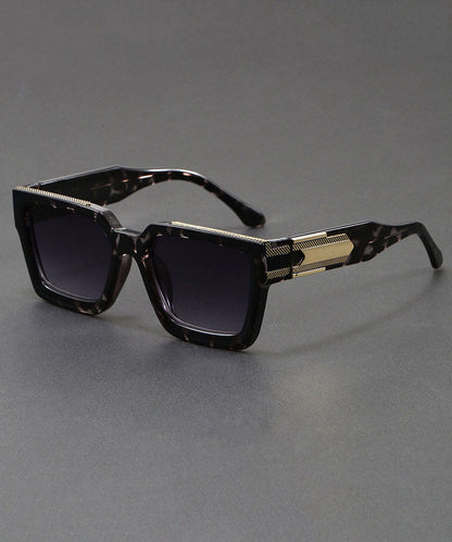 Boho Black Grey Resin Blue Square Light Blocking Sunglasses