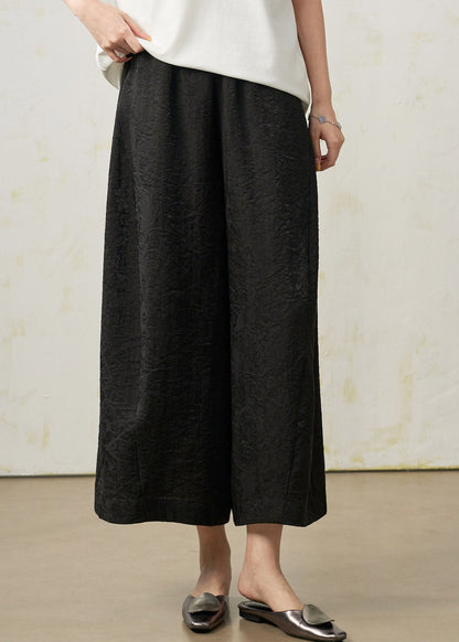 Boho Black Oversized Jacquard Silk Harem Pants Fall