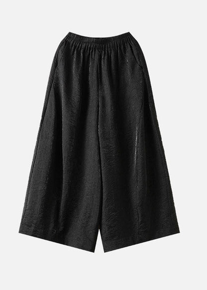 Boho Black Oversized Jacquard Silk Harem Pants Fall