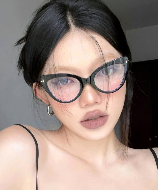Boho Black PC Cat Eye Blue Light Blocking Full Frame Reading Glasses