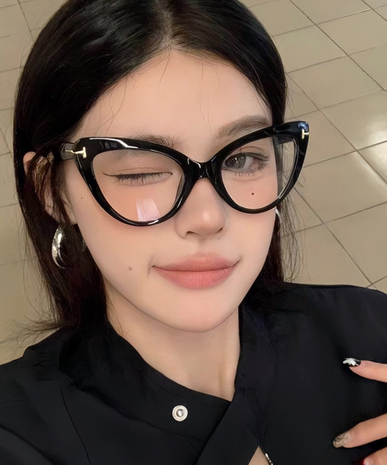 Boho Black PC Cat Eye Blue Light Blocking Full Frame Reading Glasses