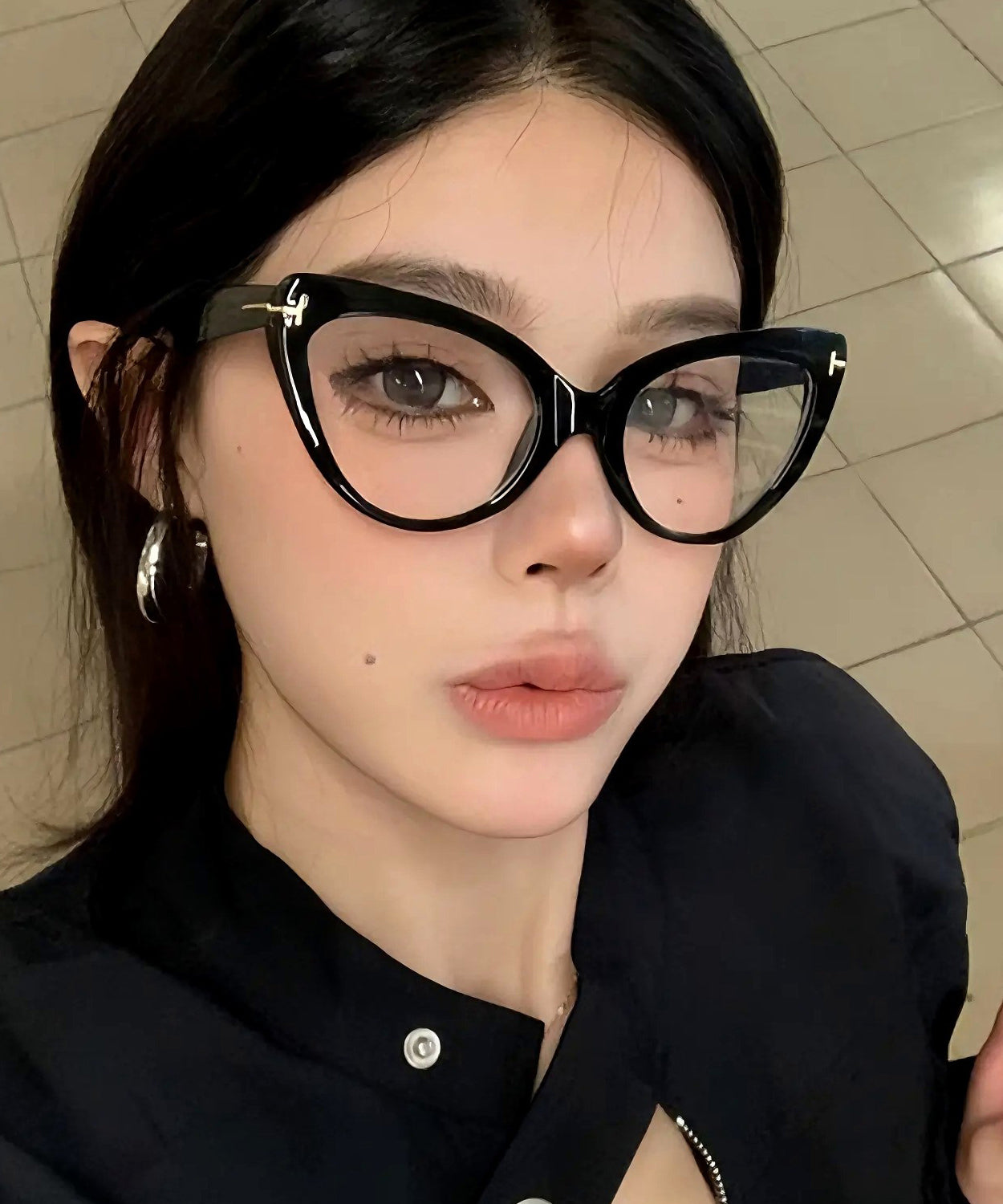 Boho Black PC Cat Eye Blue Light Blocking Full Frame Reading Glasses