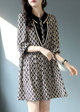 Load image into Gallery viewer, Boho Black Peter Pan Collar Print Patchwork Chiffon Dresses Spring