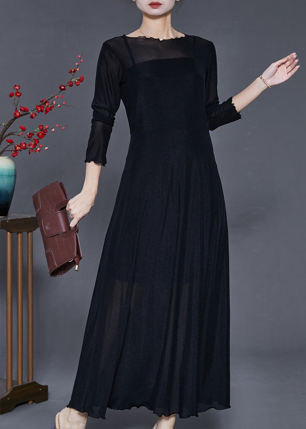 Boho Black Silm Fit Exra Large Hem Dance Dress Summer