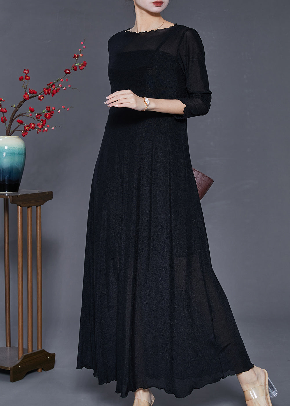 Boho Black Silm Fit Exra Large Hem Dance Dress Summer