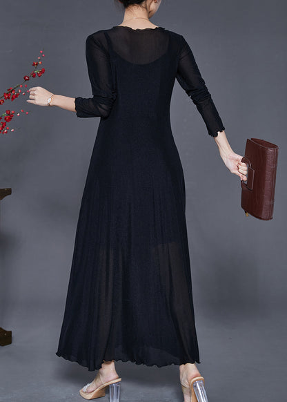 Boho Black Silm Fit Exra Large Hem Dance Dress Summer