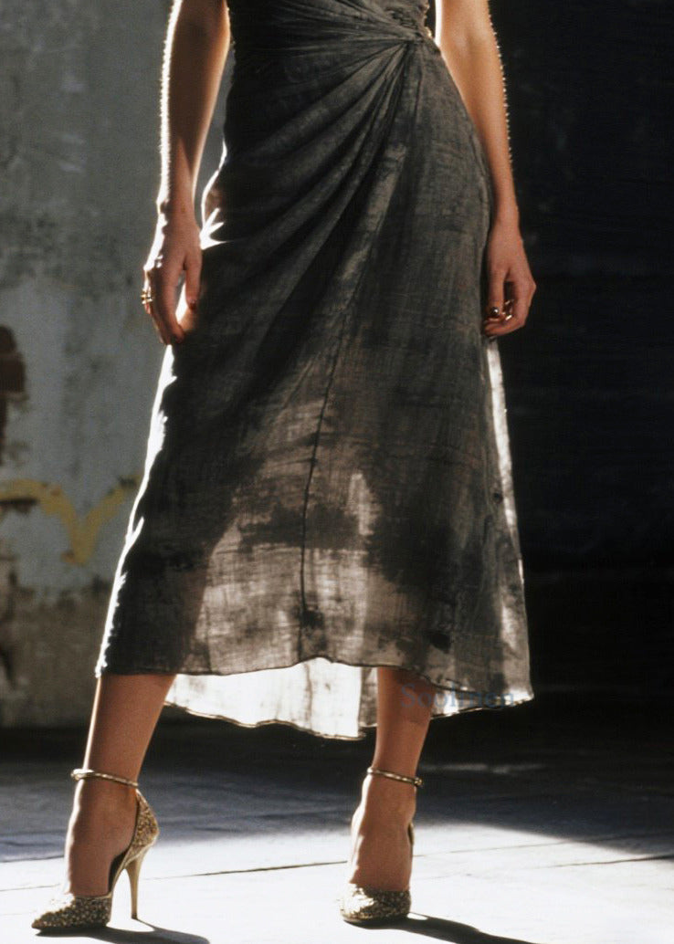 Boho Black Tie Dye Cotton Mini Dresses Summer