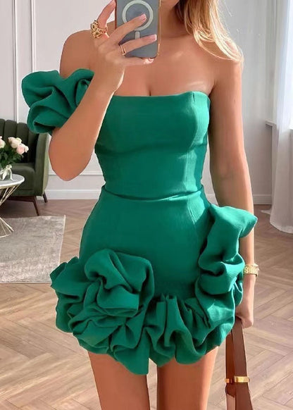 Boho Blue Backless Wraped Strapless Dress Summer