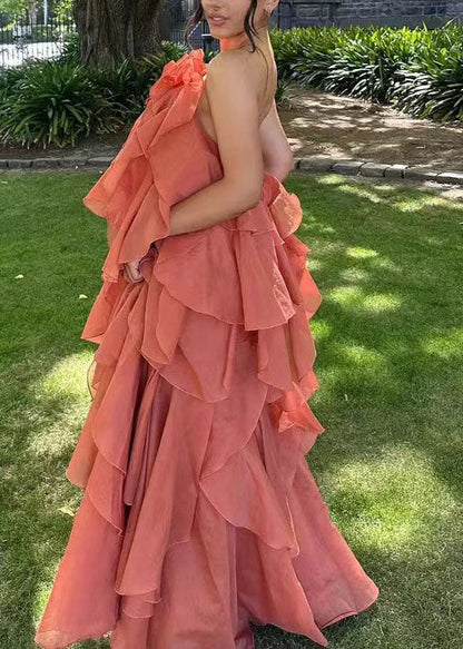 Boho Blue Ruffled Asymmetrical Design Chiffon Spaghetti Strap Dress Summer