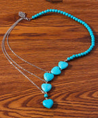 Boho Blue Stainless Steel Turquoise Love Pendant Necklace