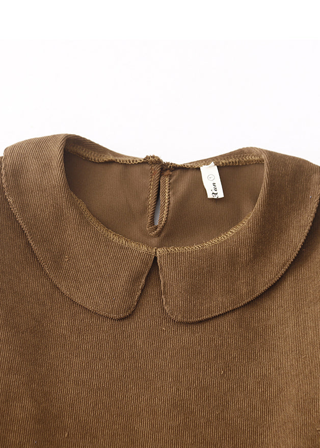 Boho Brown Oversized Patchwork Corduroy Maxi Dresses Spring