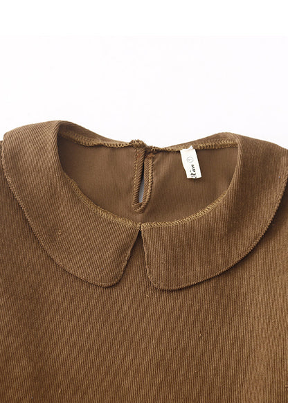 Boho Brown Oversized Patchwork Corduroy Maxi Dresses Spring