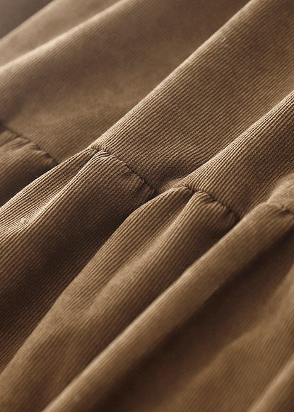 Boho Brown Oversized Patchwork Corduroy Maxi Dresses Spring