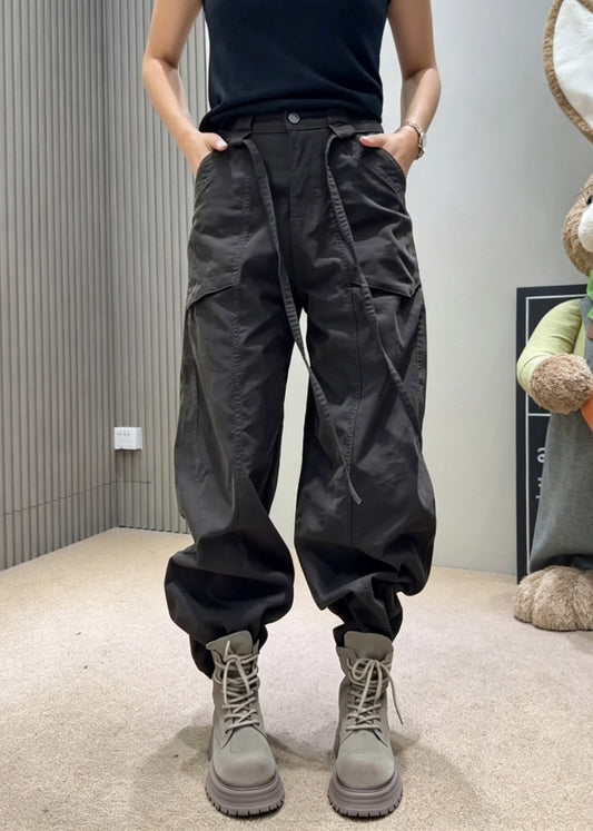 Boho Chocolate Pockets Tie Waist Jeans Fall