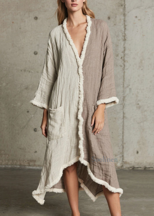 Boho Colorblock Asymmetrical Patchwork Faux Fur Loose Cardigan Spring