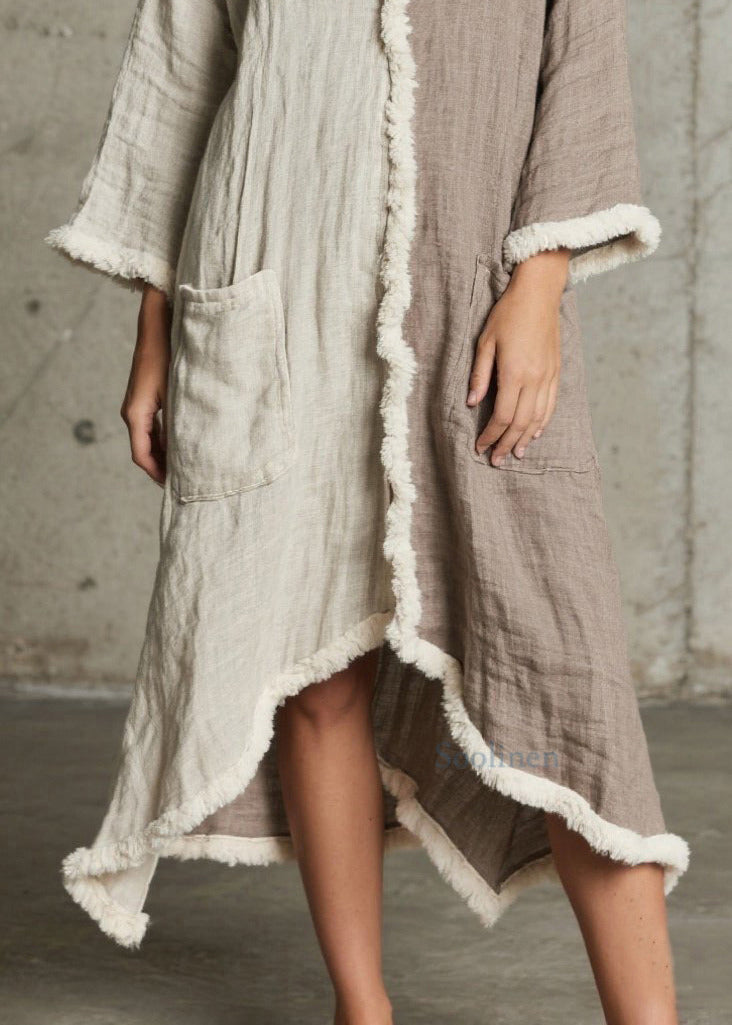 Boho Colorblock Asymmetrical Patchwork Faux Fur Loose Cardigan Spring