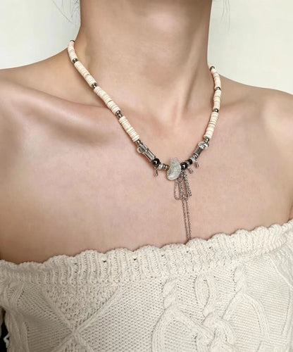 Boho Crystal Freshwater Shells Beading Pendant Necklace