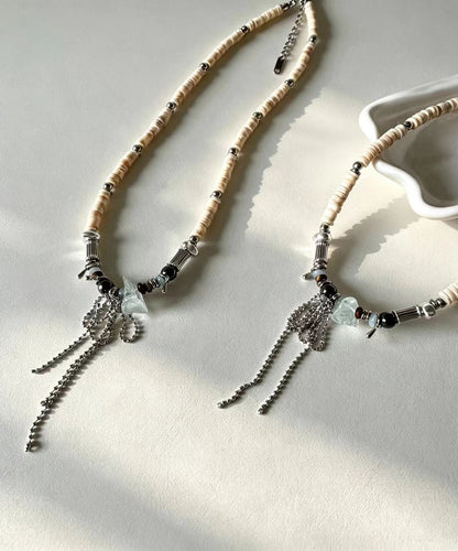 Boho Crystal Freshwater Shells Beading Pendant Necklace