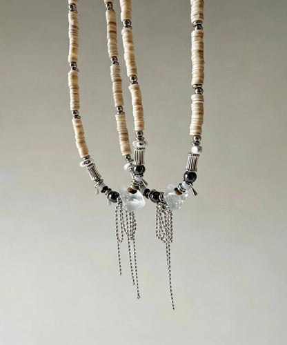 Boho Crystal Freshwater Shells Beading Pendant Necklace
