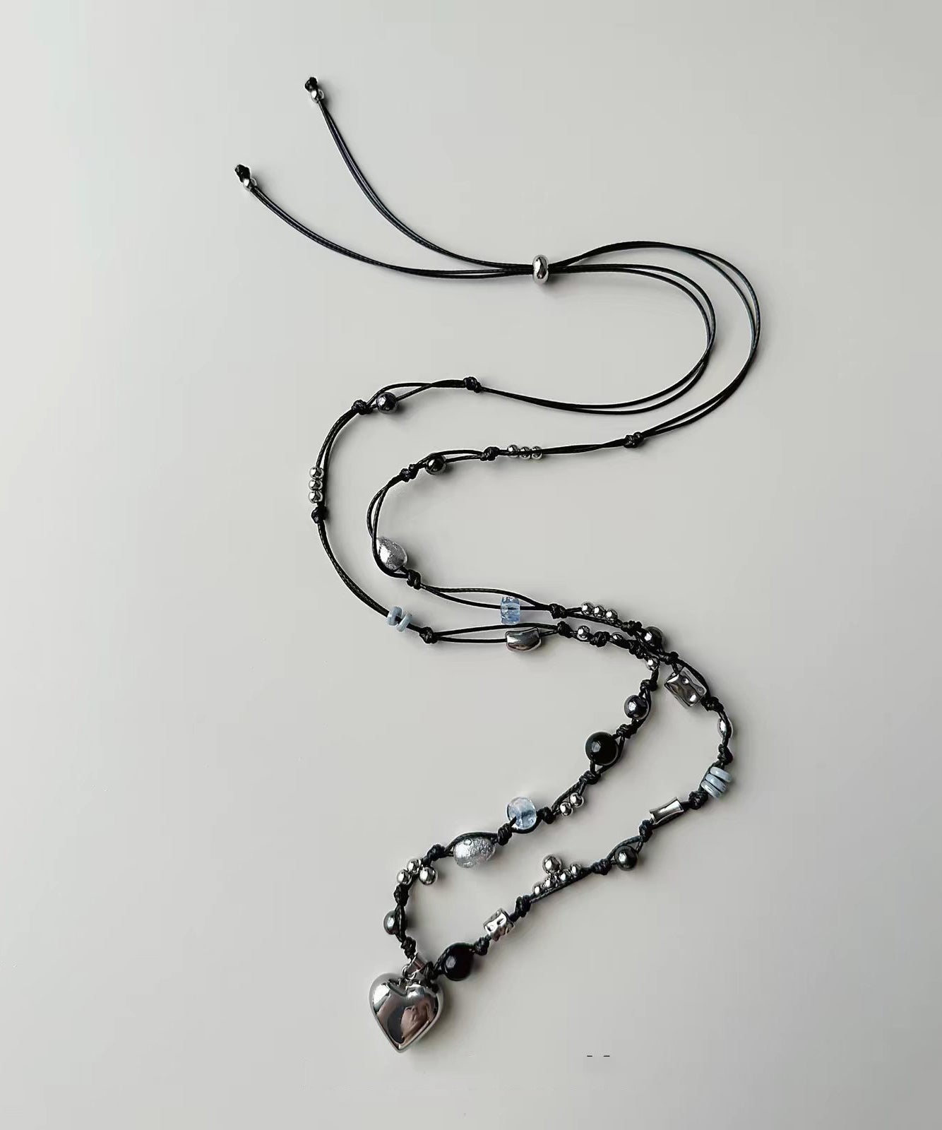 Boho Czech Glass Titanium Steel Heart Pendant Necklace