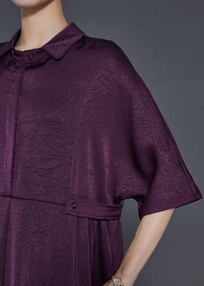 Boho Dull Purple Jacquard Silk Vacation Dresses Summer