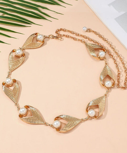 Boho Gold Metal Overgild Love Pearl Body Chain