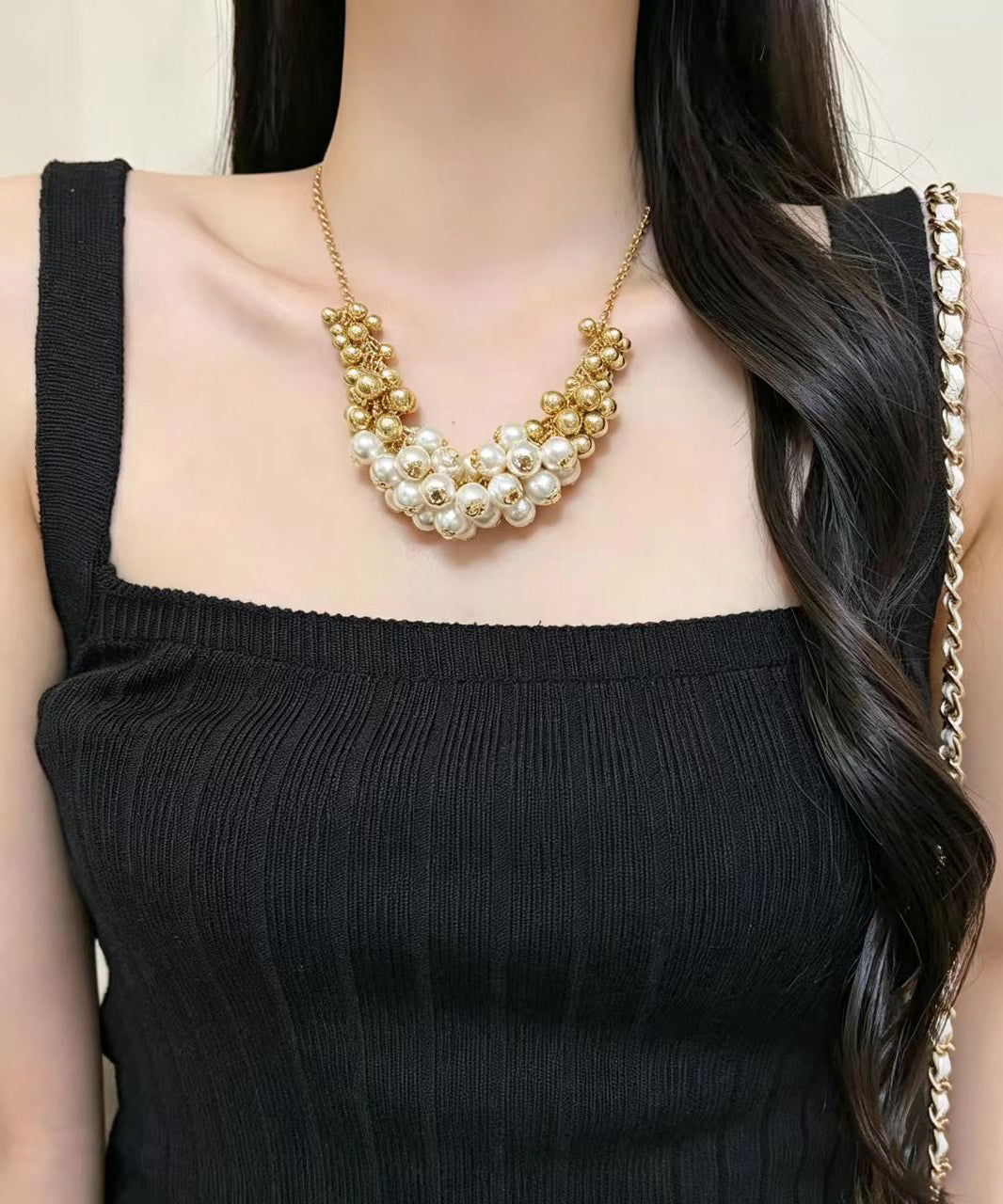 Boho Gold Pearl Alloy Multi Layer Woven Choker