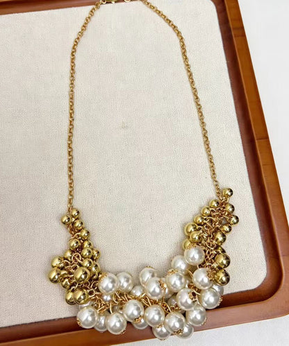 Boho Gold Pearl Alloy Multi Layer Woven Choker