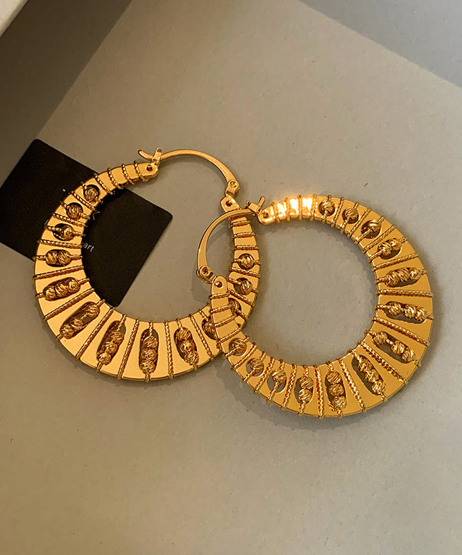 Boho Golden Hollow Out High Quality Metal Hoop Earrings