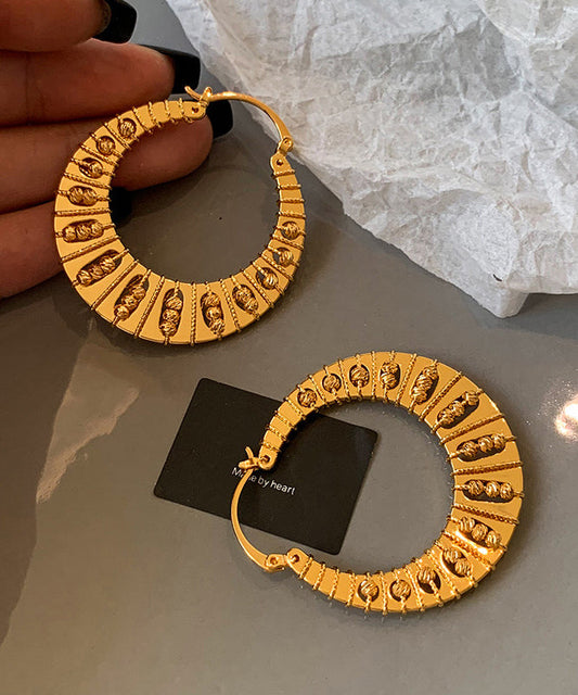 Boho Golden Hollow Out High Quality Metal Hoop Earrings
