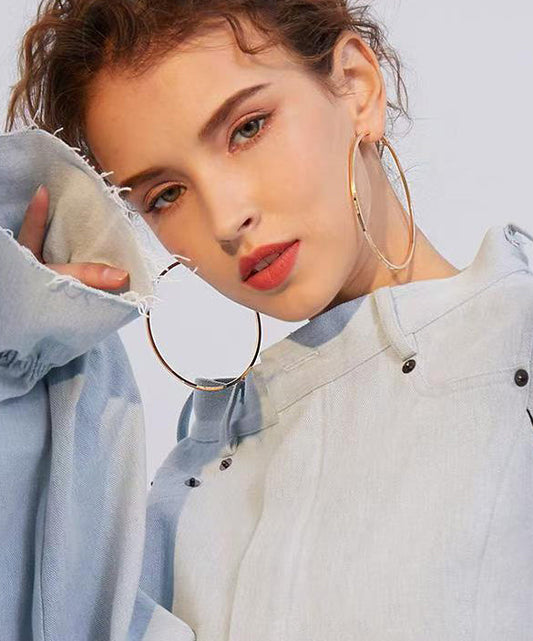 Boho Golden Oversized Fashion Metal Hoop Earrings