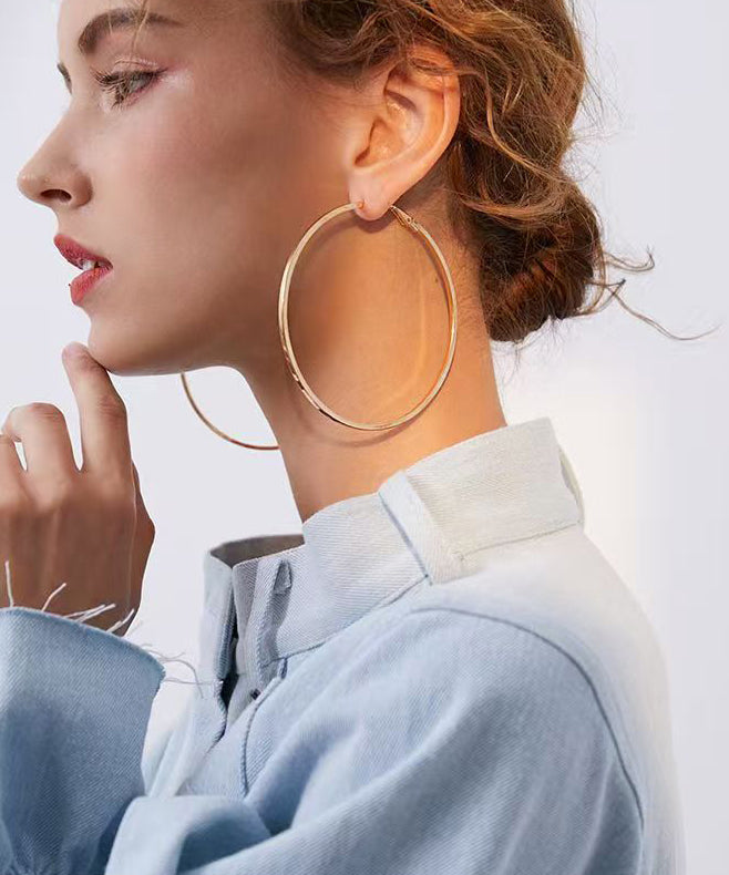 Boho Golden Oversized Fashion Metal Hoop Earrings