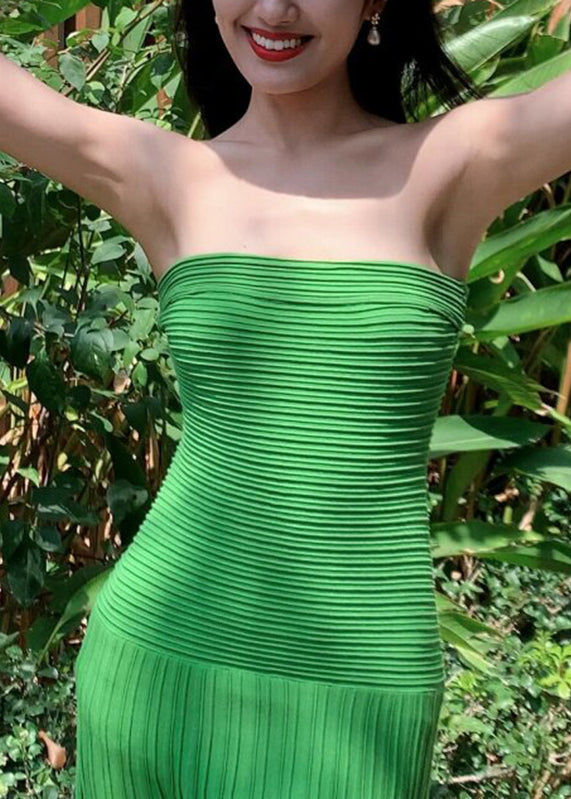 Boho Green Patchwork Holiday Long Dress Sleeveless