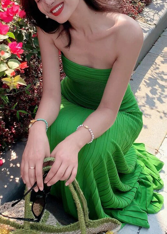 Boho Green Patchwork Holiday Long Dress Sleeveless