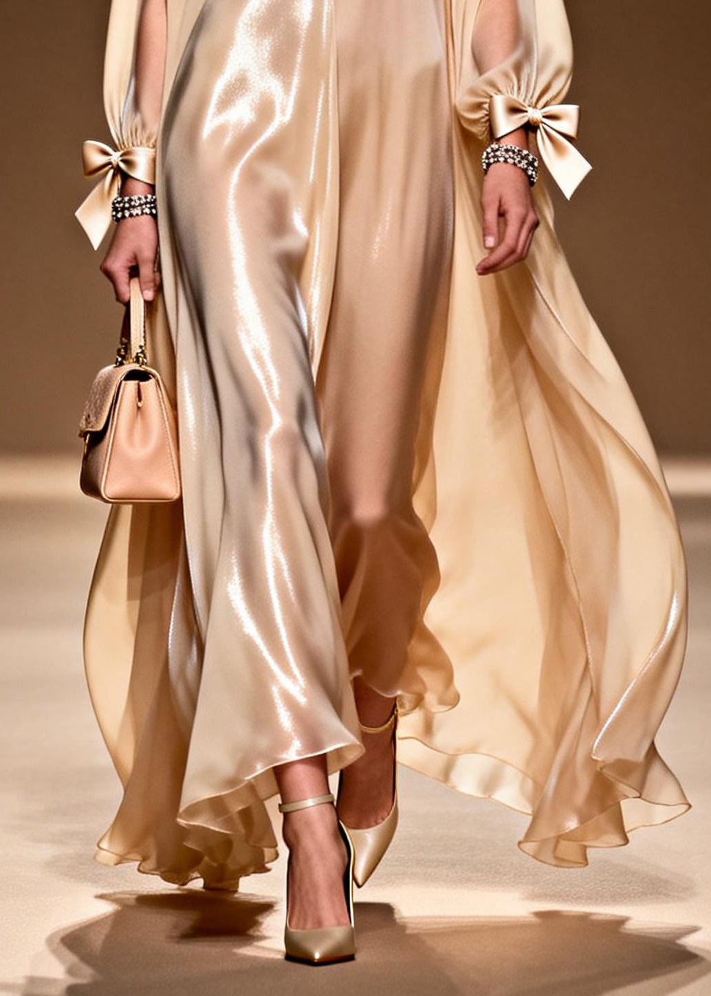 Boho Khaki Bow Oversized Draping Chiffon Party Dresses Summer
