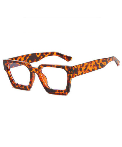 Boho Light Leopard Resin Square Concave Glasses Full Frame Reading Glasses