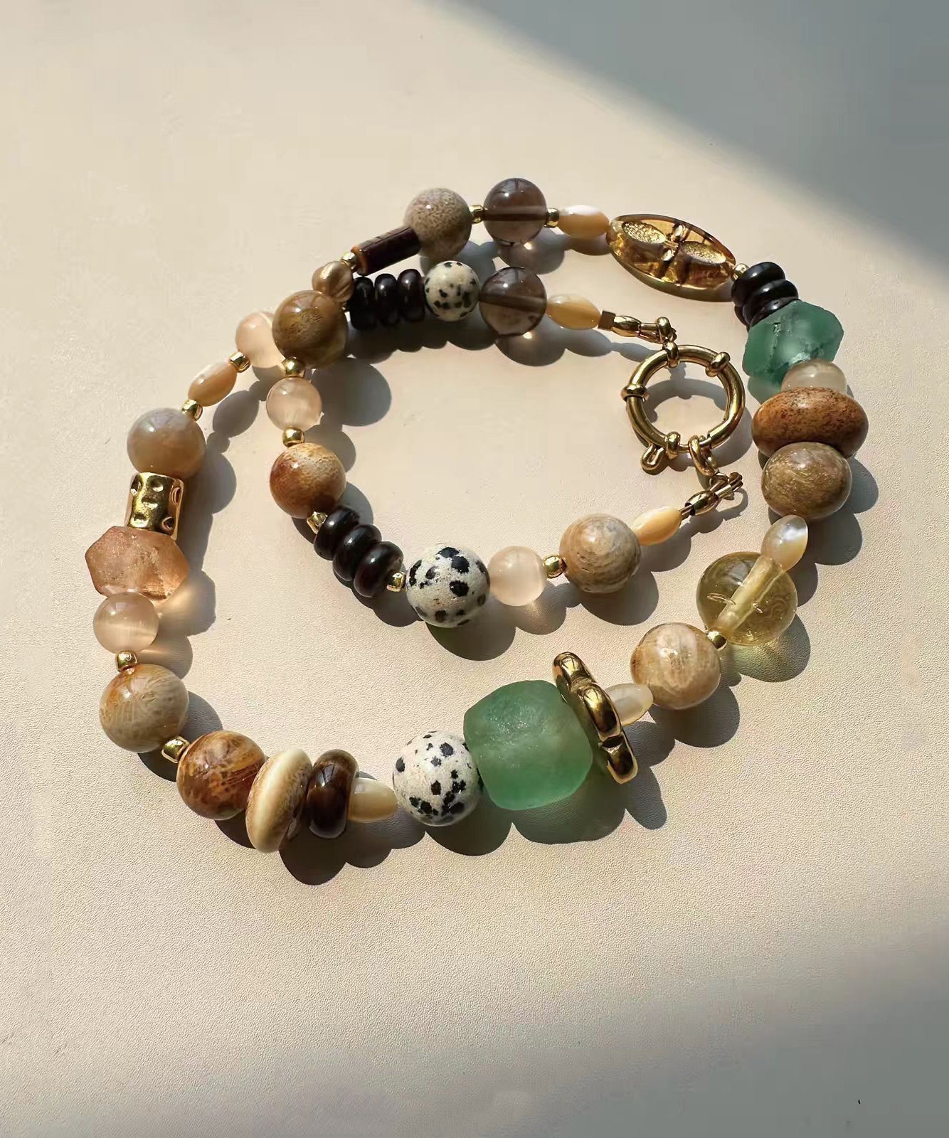 Boho Multicolor Natural Stone Glass Beading Choker