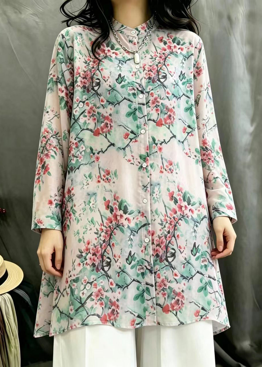 Boho Multicolor Print Long Blouses Top Fall