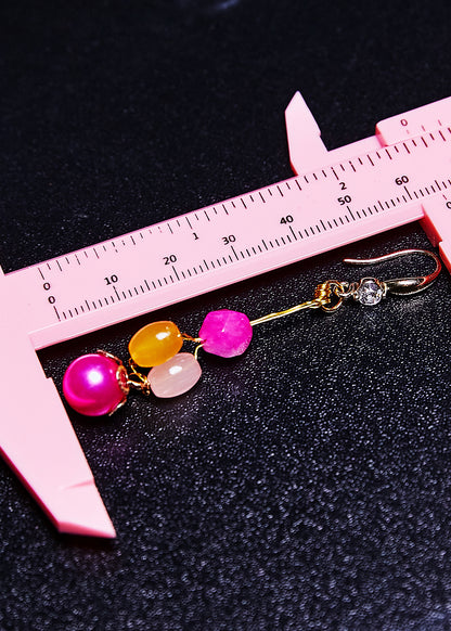 Boho Multicolour Crystal Fine Pearl Drop Earrings