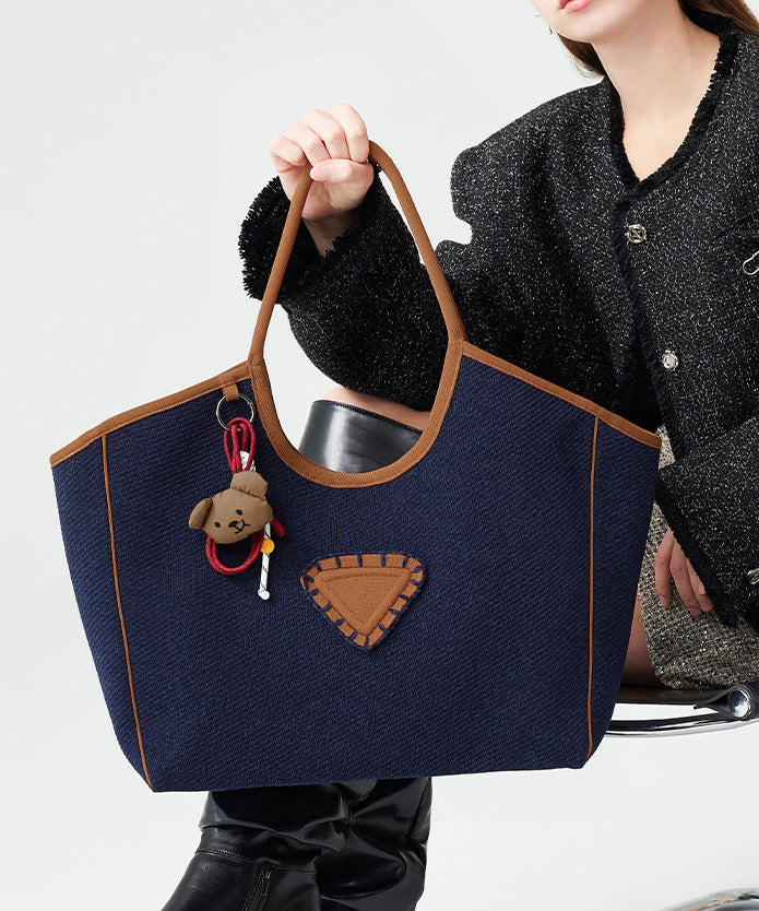 Boho Navy Large Capacity Patchwork Cotton Shoulder Bags