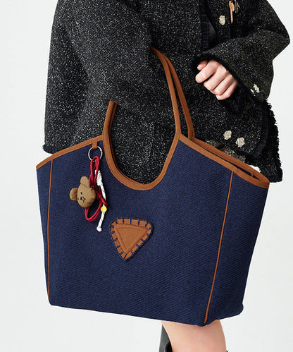 Boho Navy Large Capacity Patchwork Cotton Shoulder Bags