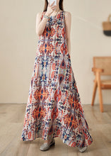 Load image into Gallery viewer, Boho Orange Print Cozy Long Dresses Sleeveless