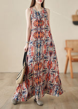 Load image into Gallery viewer, Boho Orange Print Cozy Long Dresses Sleeveless