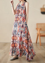 Load image into Gallery viewer, Boho Orange Print Cozy Long Dresses Sleeveless