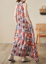 Load image into Gallery viewer, Boho Orange Print Cozy Long Dresses Sleeveless