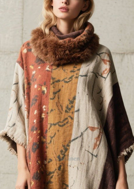 Boho Oversized Print Cotton Long Dress Batwing Sleeve