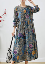 Load image into Gallery viewer, Boho Peacock Blue Cinched Print Cotton Dress Spring