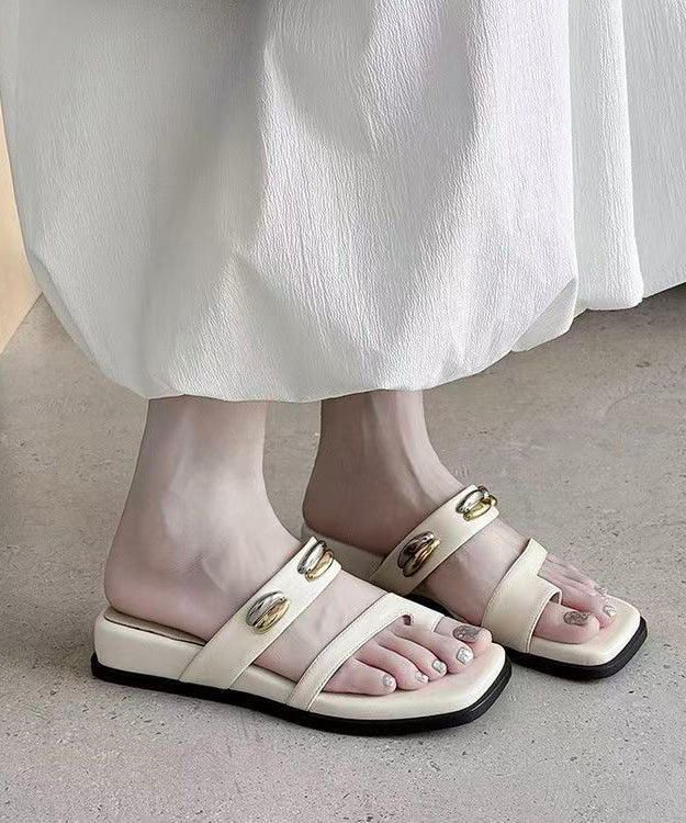 Boho Peep Toe Black Faux Leather Sandals For Women