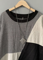 Boho Plaid Print O Neck Patchwork Cotton Mid Dress Summer