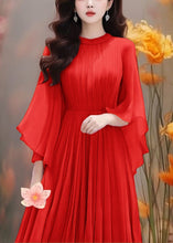 Load image into Gallery viewer, Boho Purple Solid Wrinkled Chiffon Dresses Butterfly Sleeve